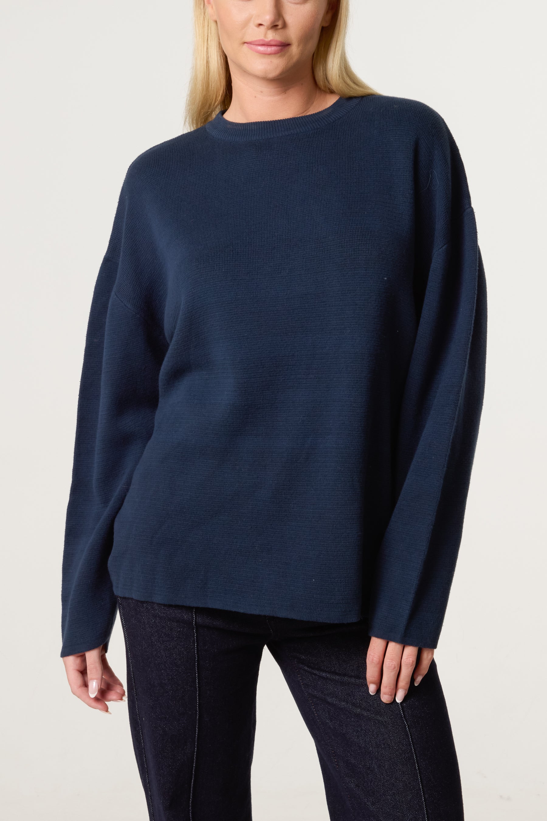 Navy High Neck Knit Jumper