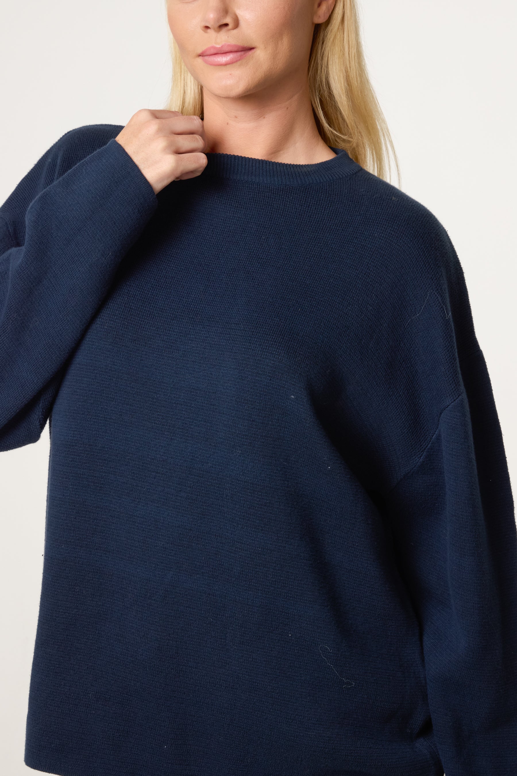 Navy High Neck Knit Jumper