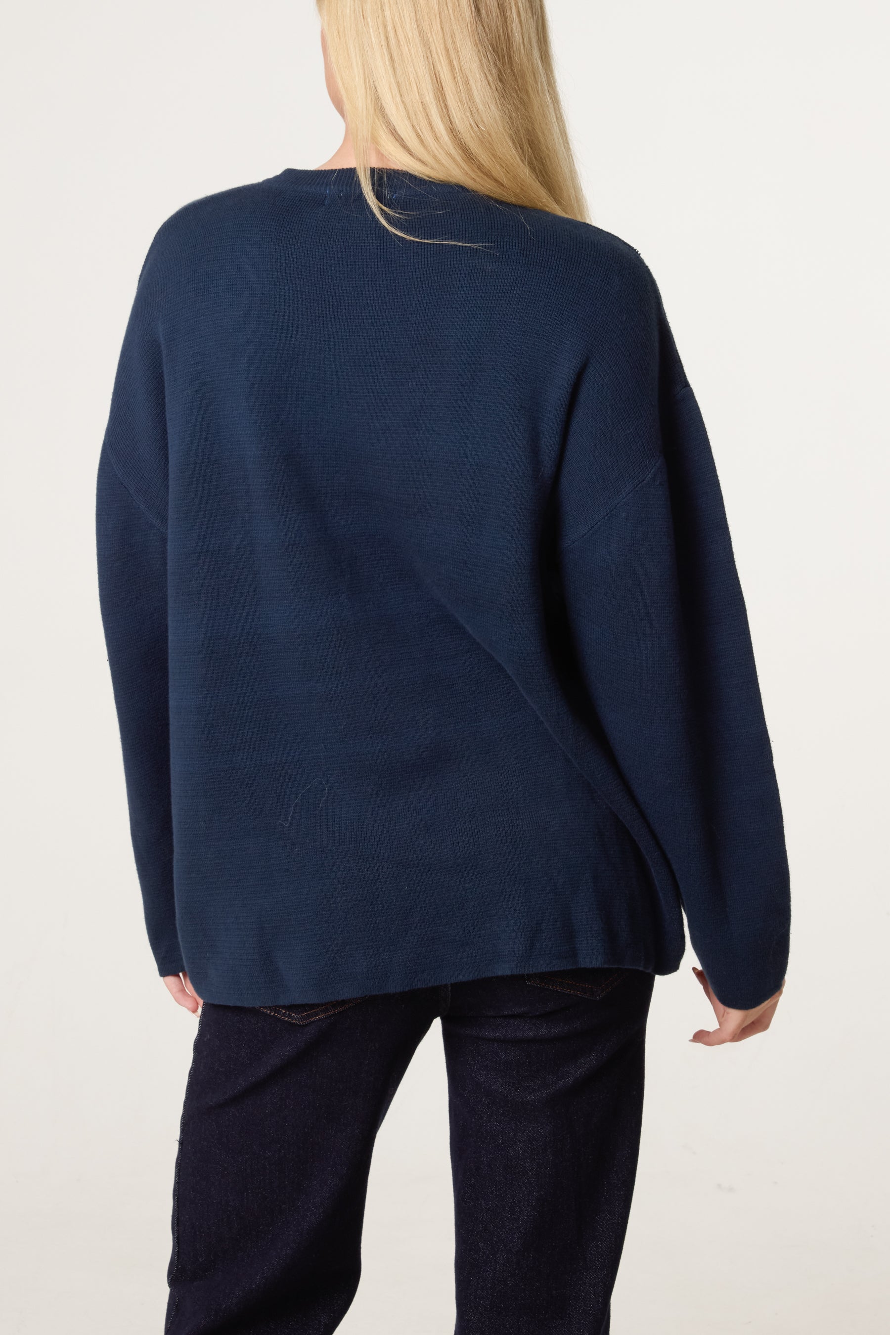 Navy High Neck Knit Jumper