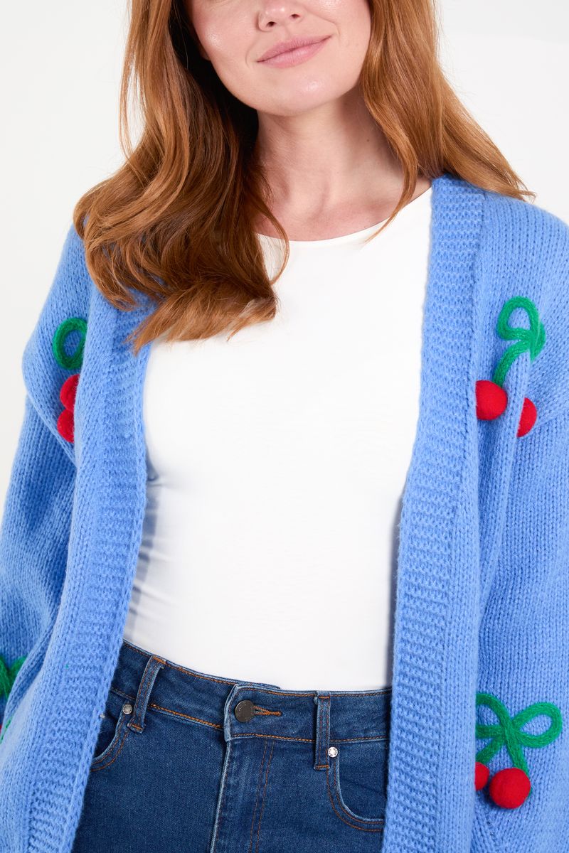 Cherry Embroidery Knit Cardigan