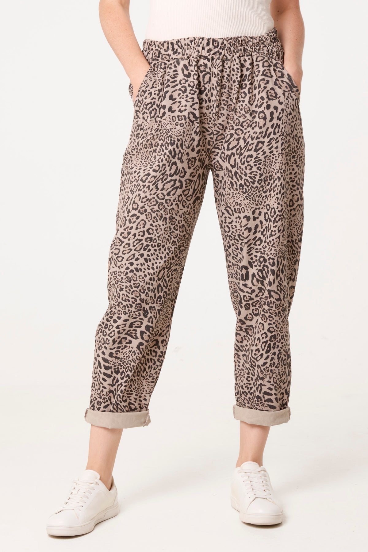 Leopard Straight Leg Trouser With Cuffs