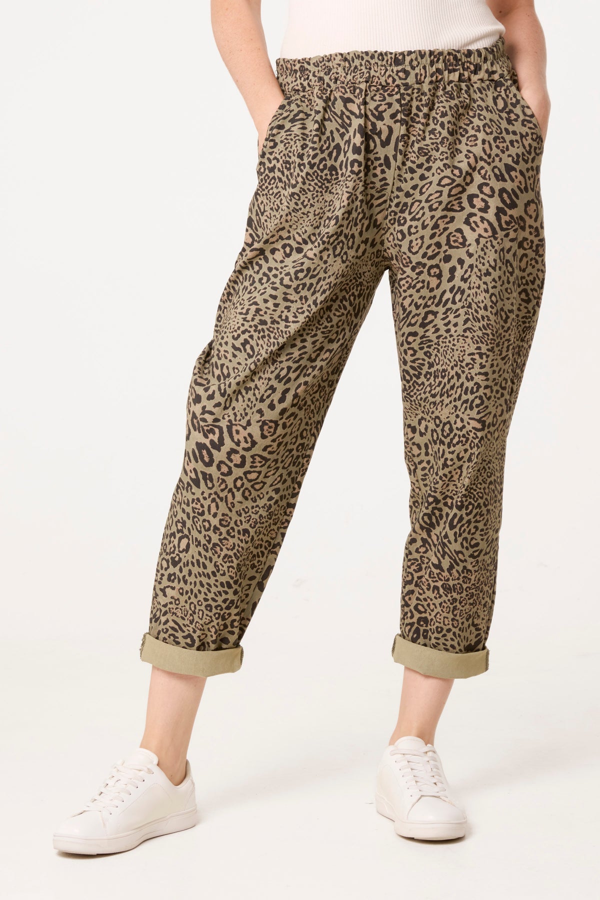 Leopard Straight Leg Trouser With Cuffs