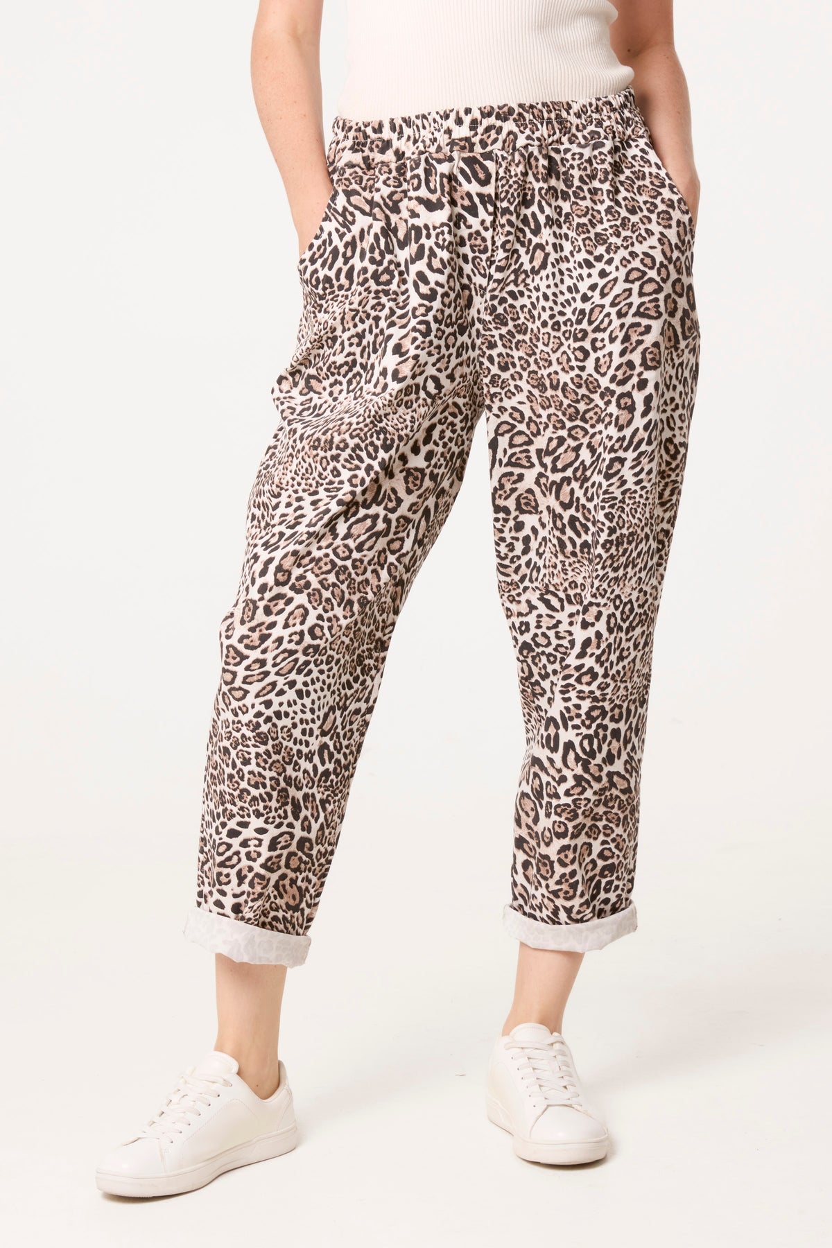 Leopard Straight Leg Trouser With Cuffs