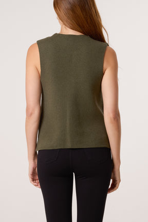 Gold Brooch Knitted Waistcoat