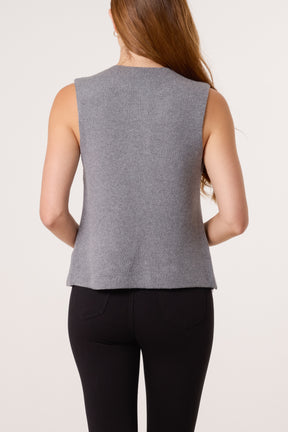 Gold Brooch Knitted Waistcoat