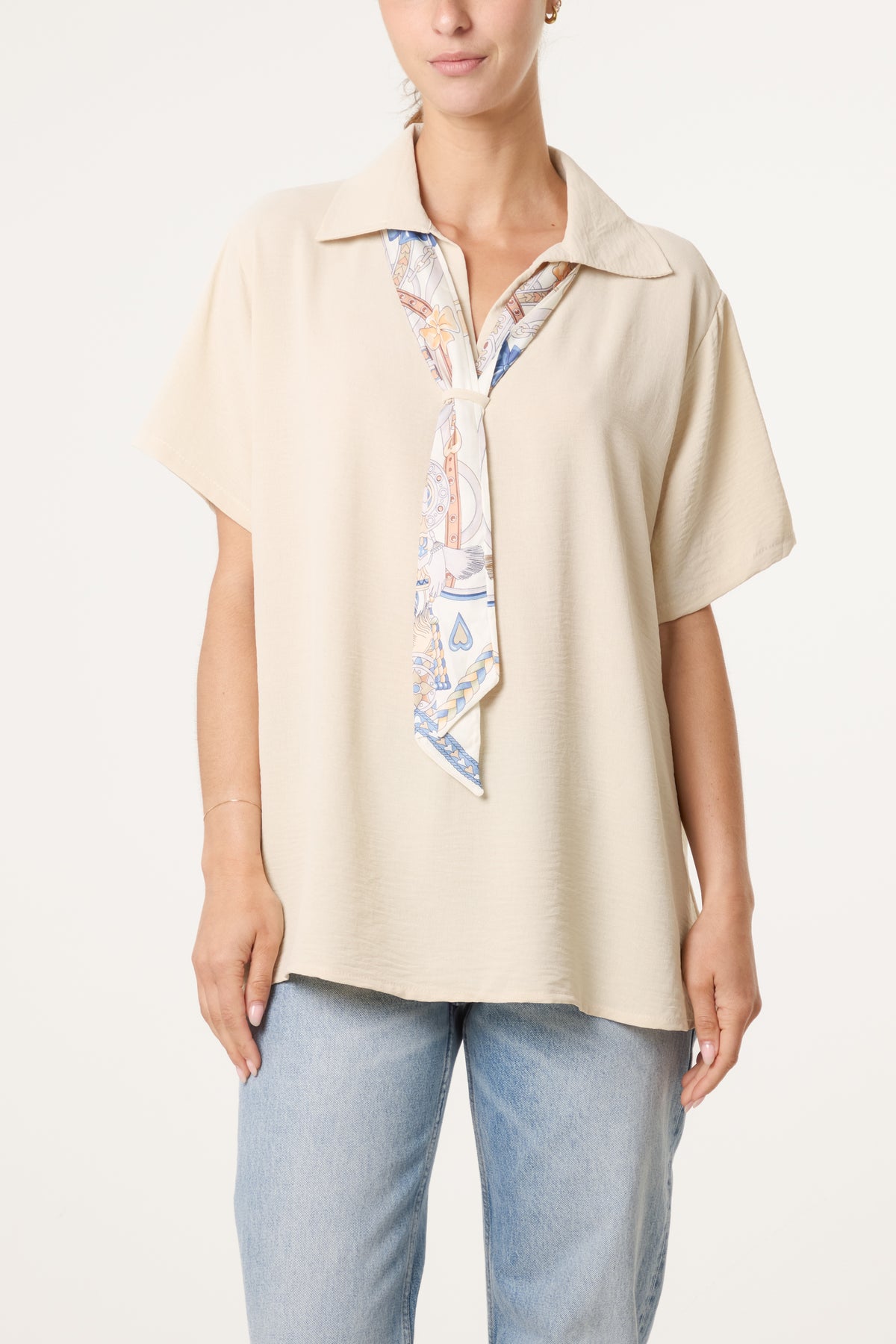 Scarf Tie Collar Shirt