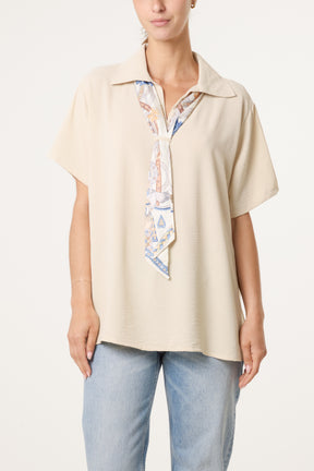 Scarf Tie Collar Shirt