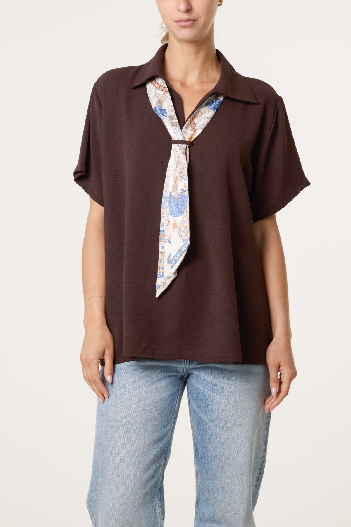 Scarf Tie Collar Shirt