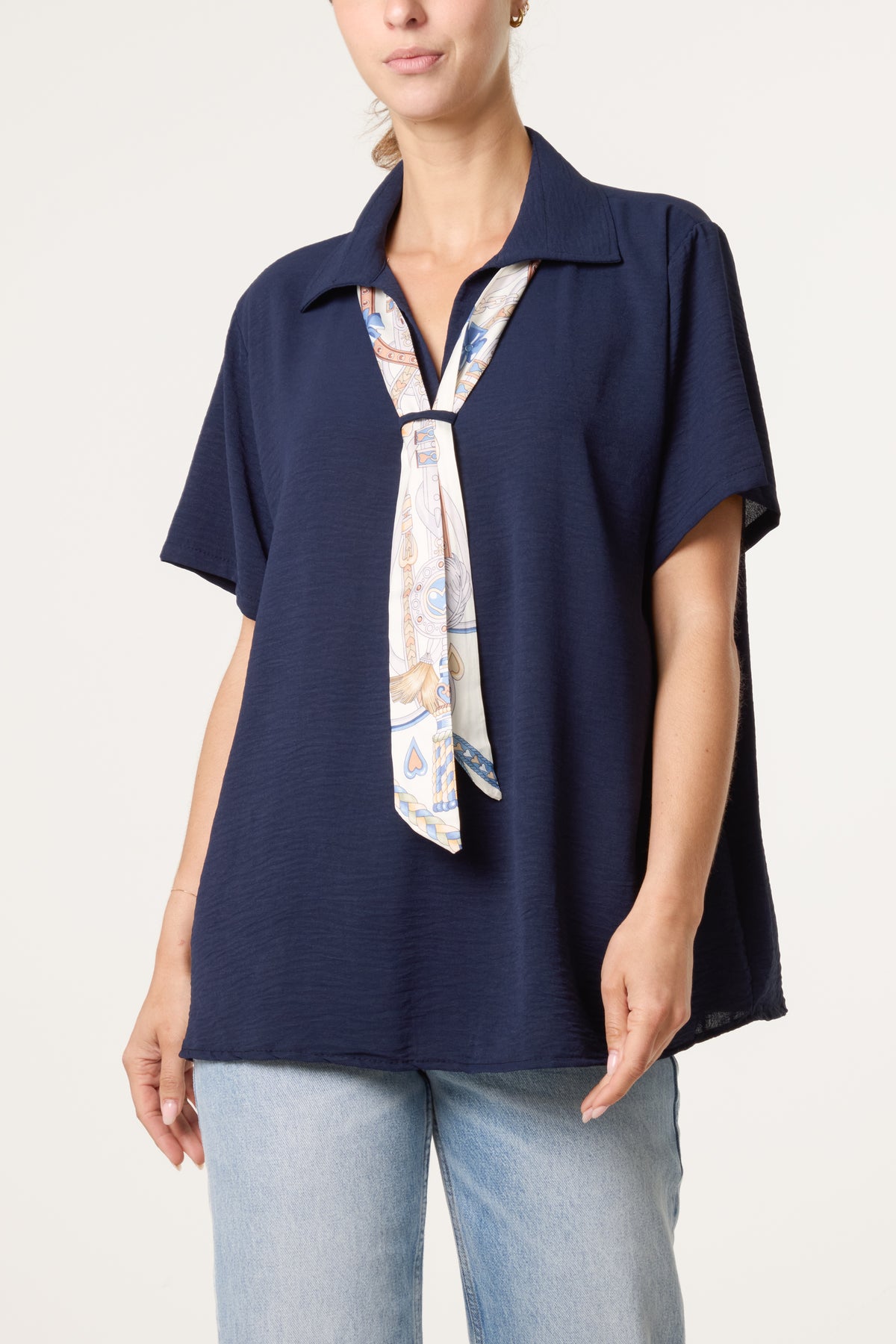Scarf Tie Collar Shirt