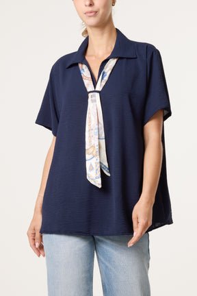 Scarf Tie Collar Shirt