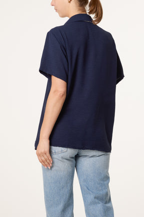 Scarf Tie Collar Shirt