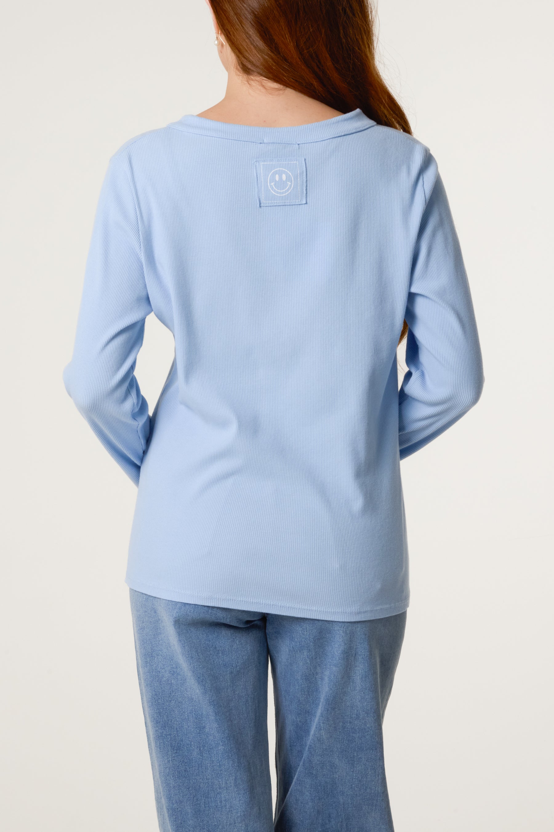 Smiley Face Back Long Sleeve Top