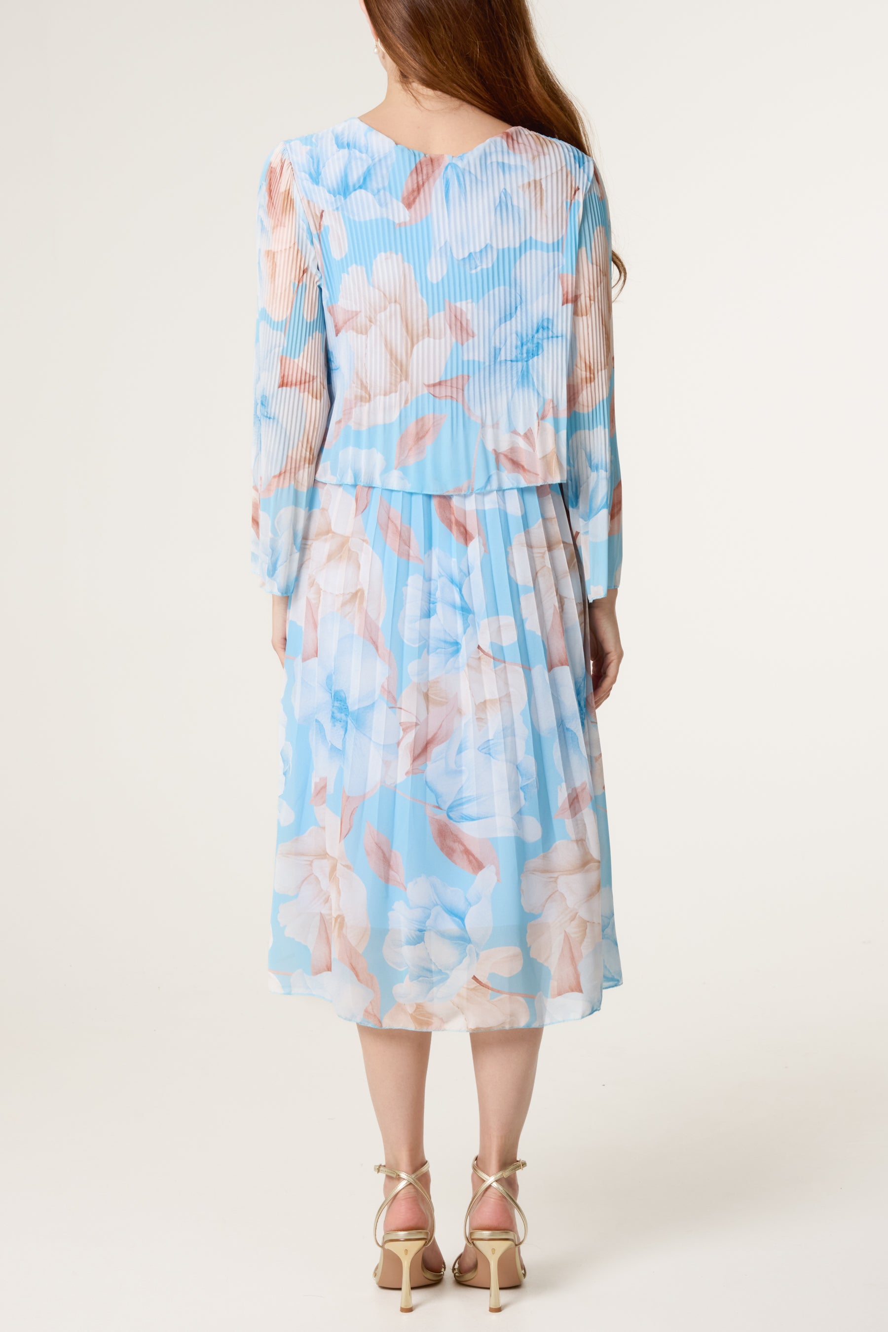 Floral Double Layer Pleated Dress