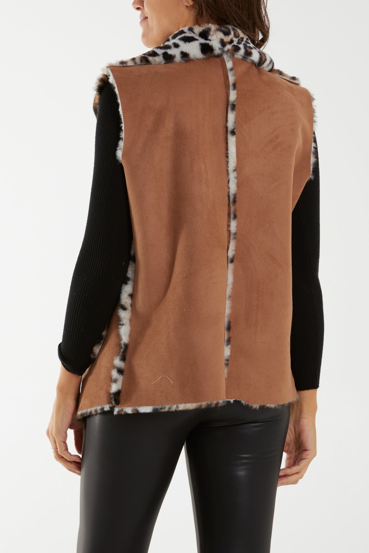 Leopard Print Fur Sleeveless Jacket