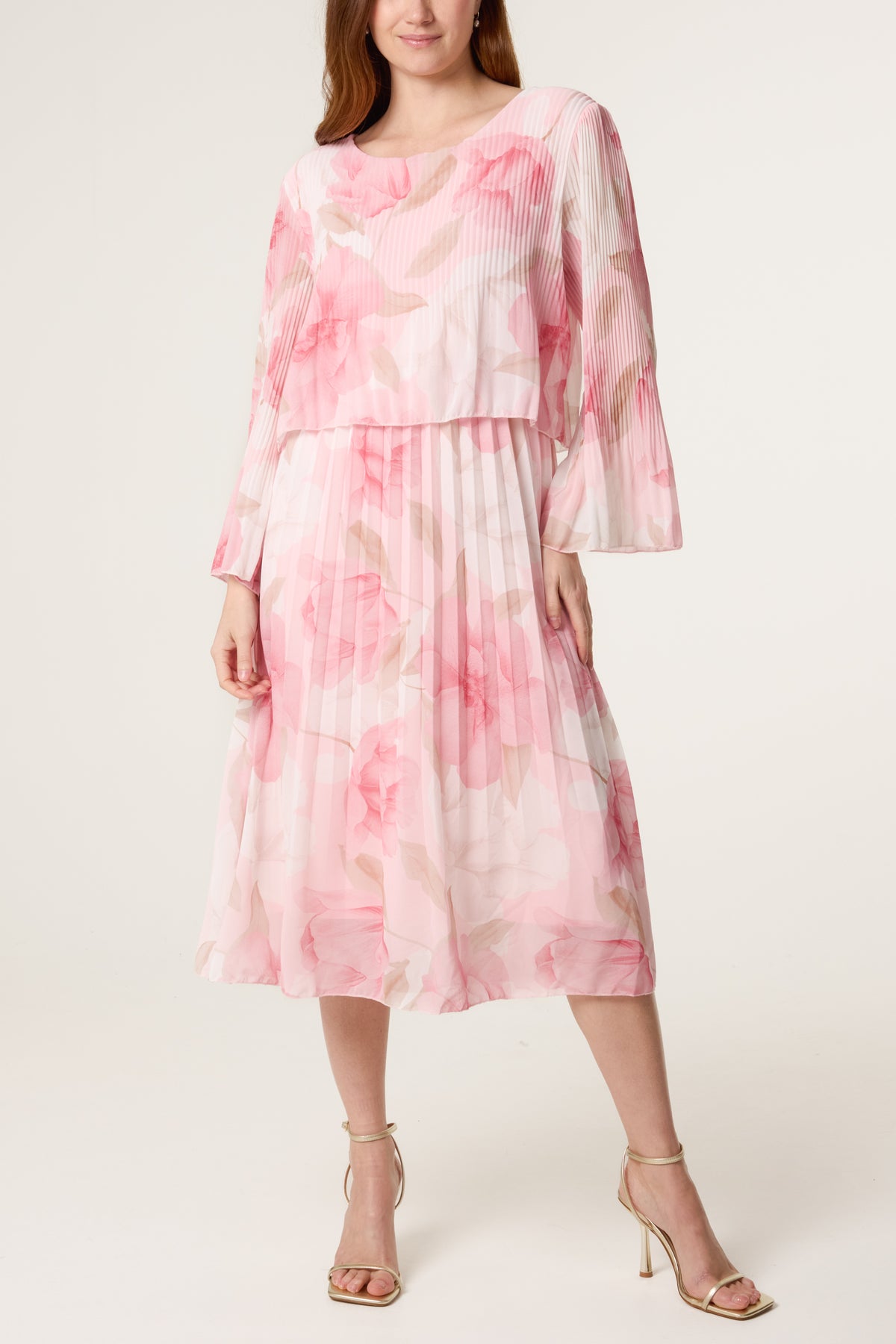 Floral Double Layer Pleated Dress