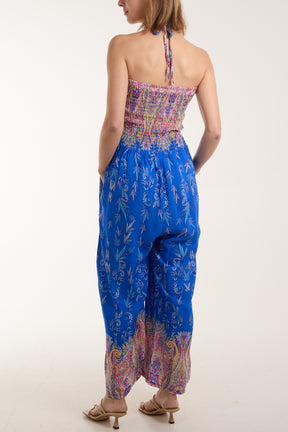 Floral Shirred Bandeau Jumpsuit