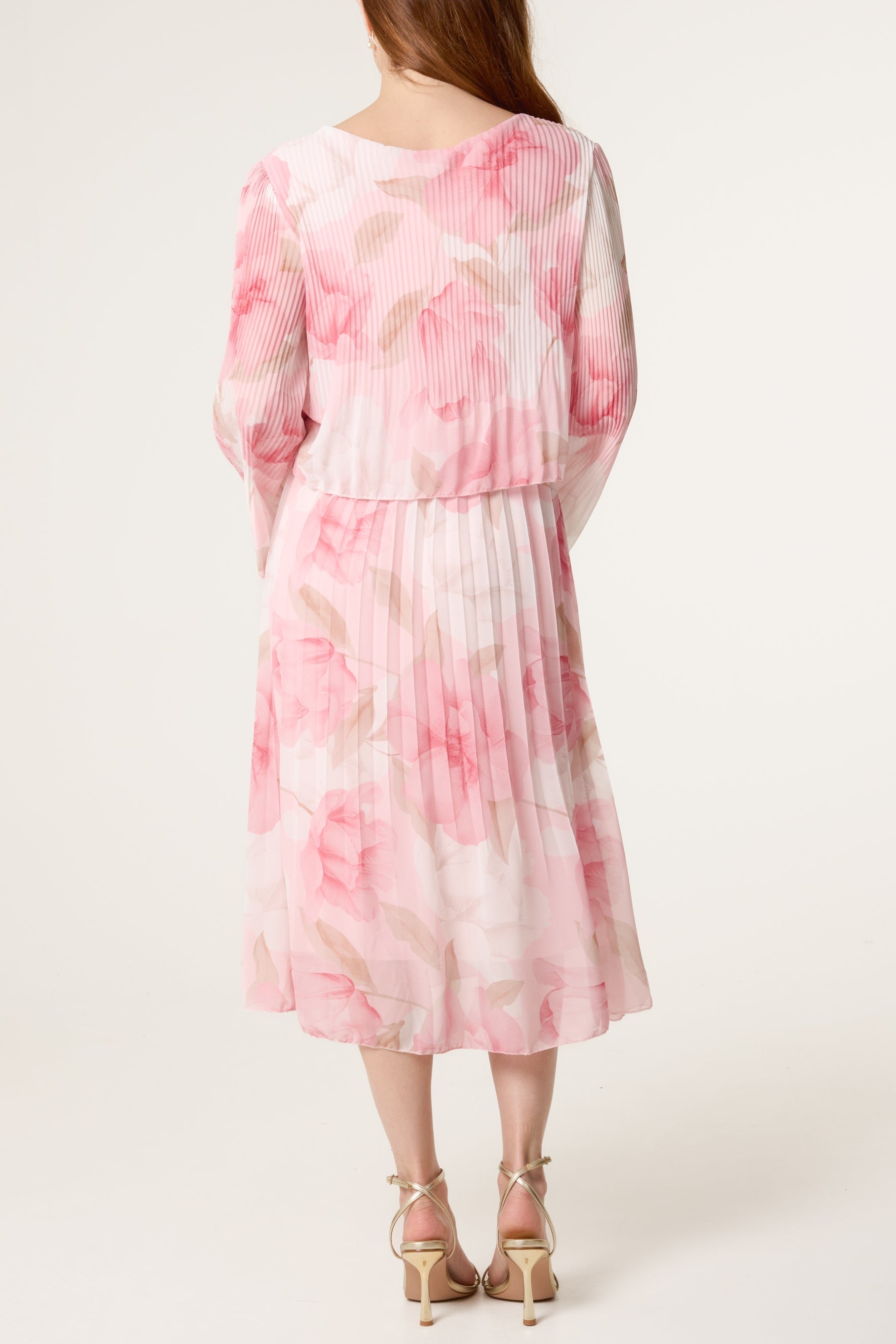 Floral Double Layer Pleated Dress
