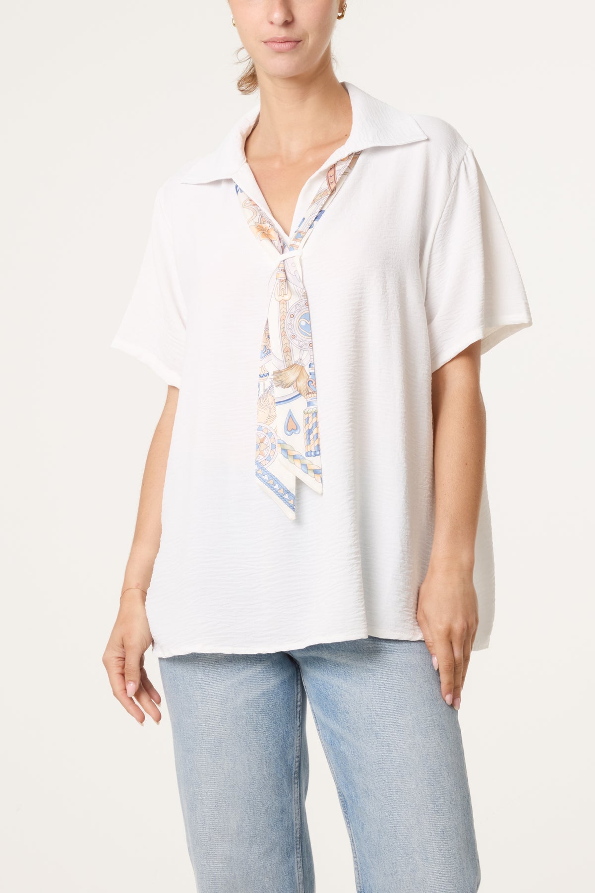 Scarf Tie Collar Shirt