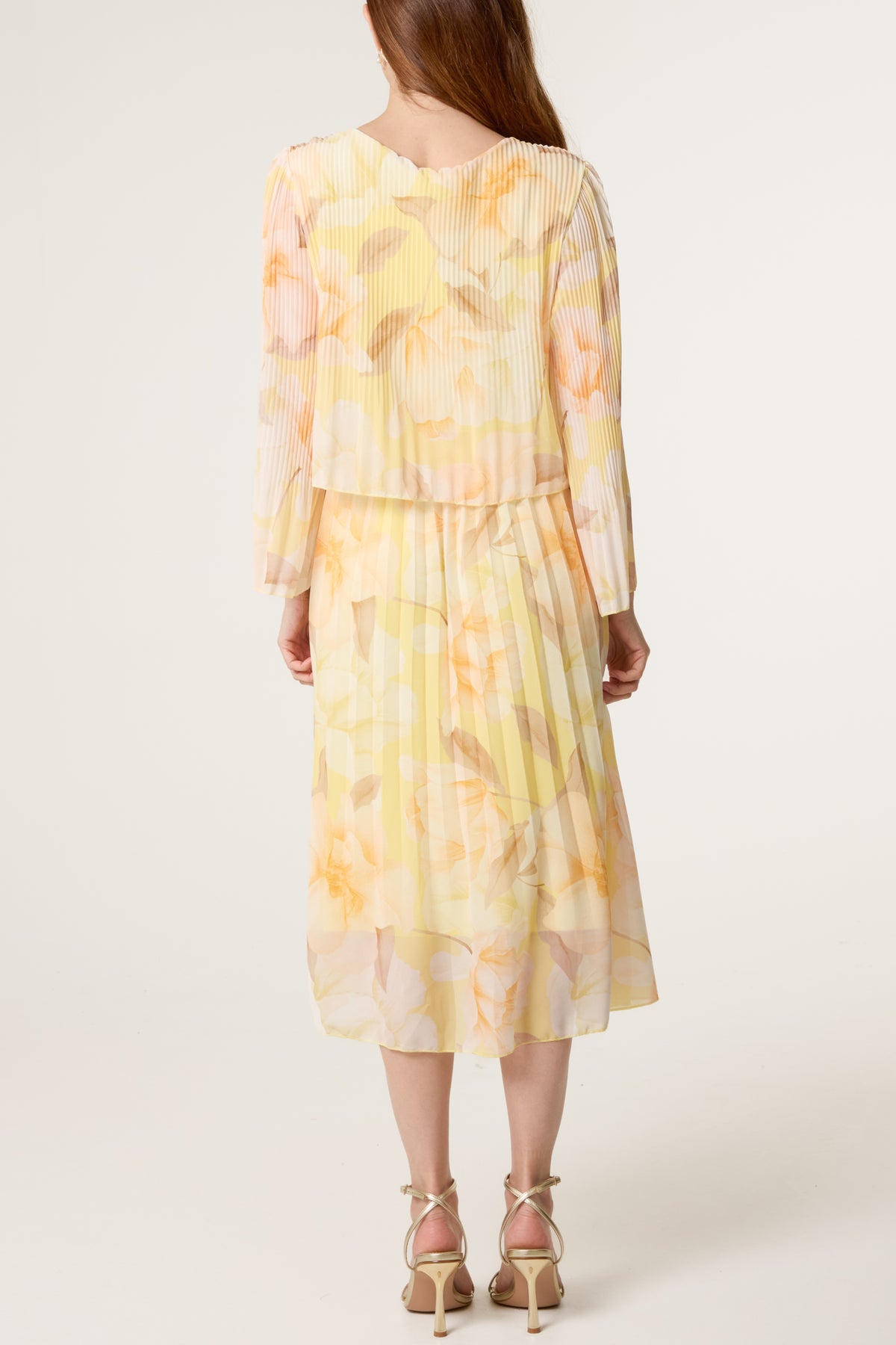 Floral Double Layer Pleated Dress