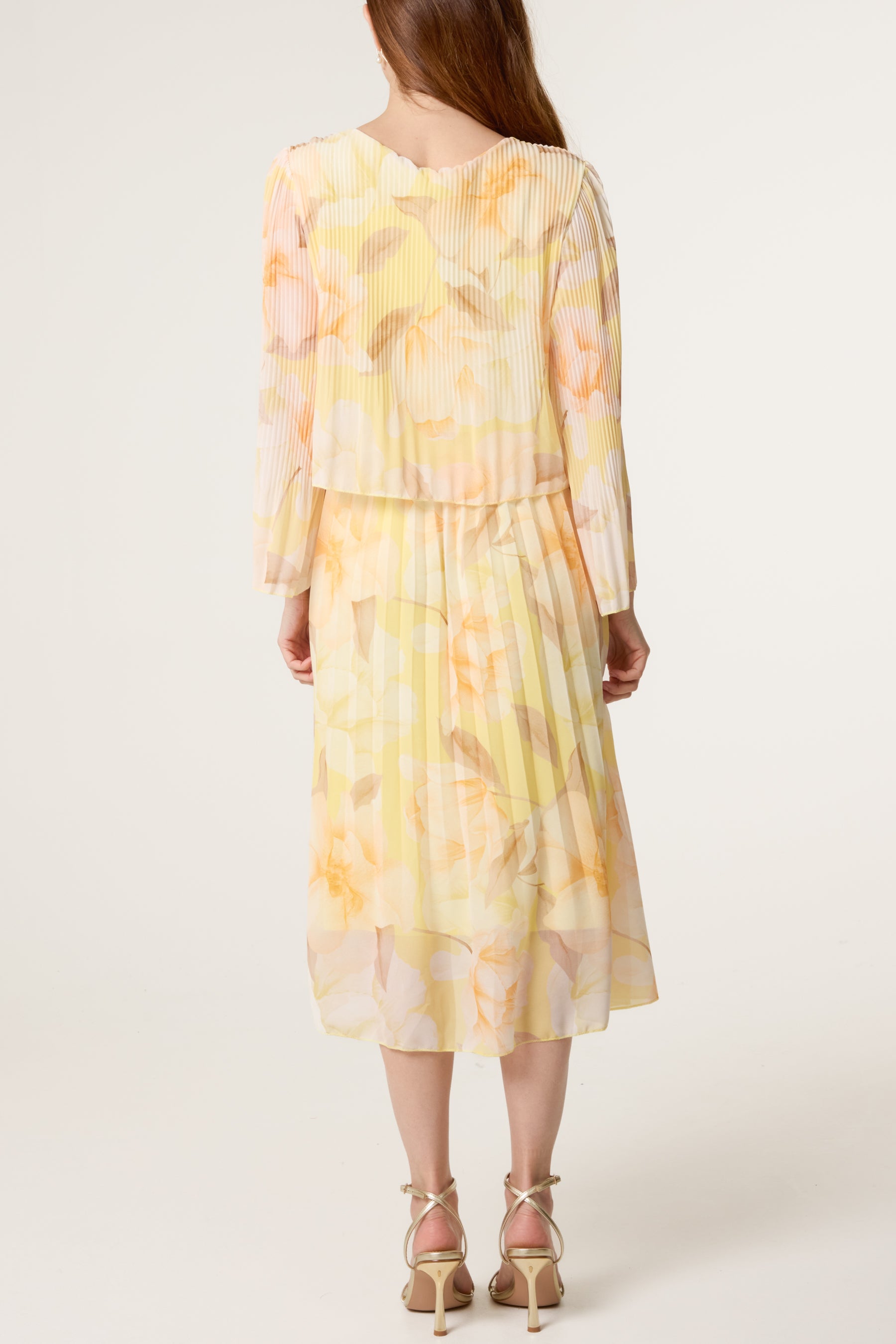 Floral Double Layer Pleated Dress