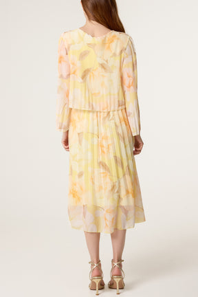 Floral Double Layer Pleated Dress