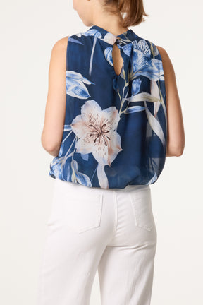 Halterneck Chiffon Floral Blouse