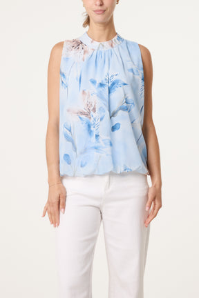 Halterneck Chiffon Floral Blouse