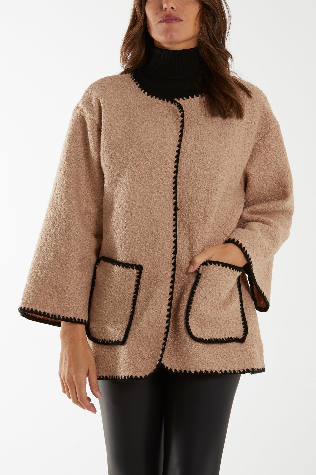 Stitch Seam Shearling Jacket