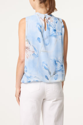 Halterneck Chiffon Floral Blouse