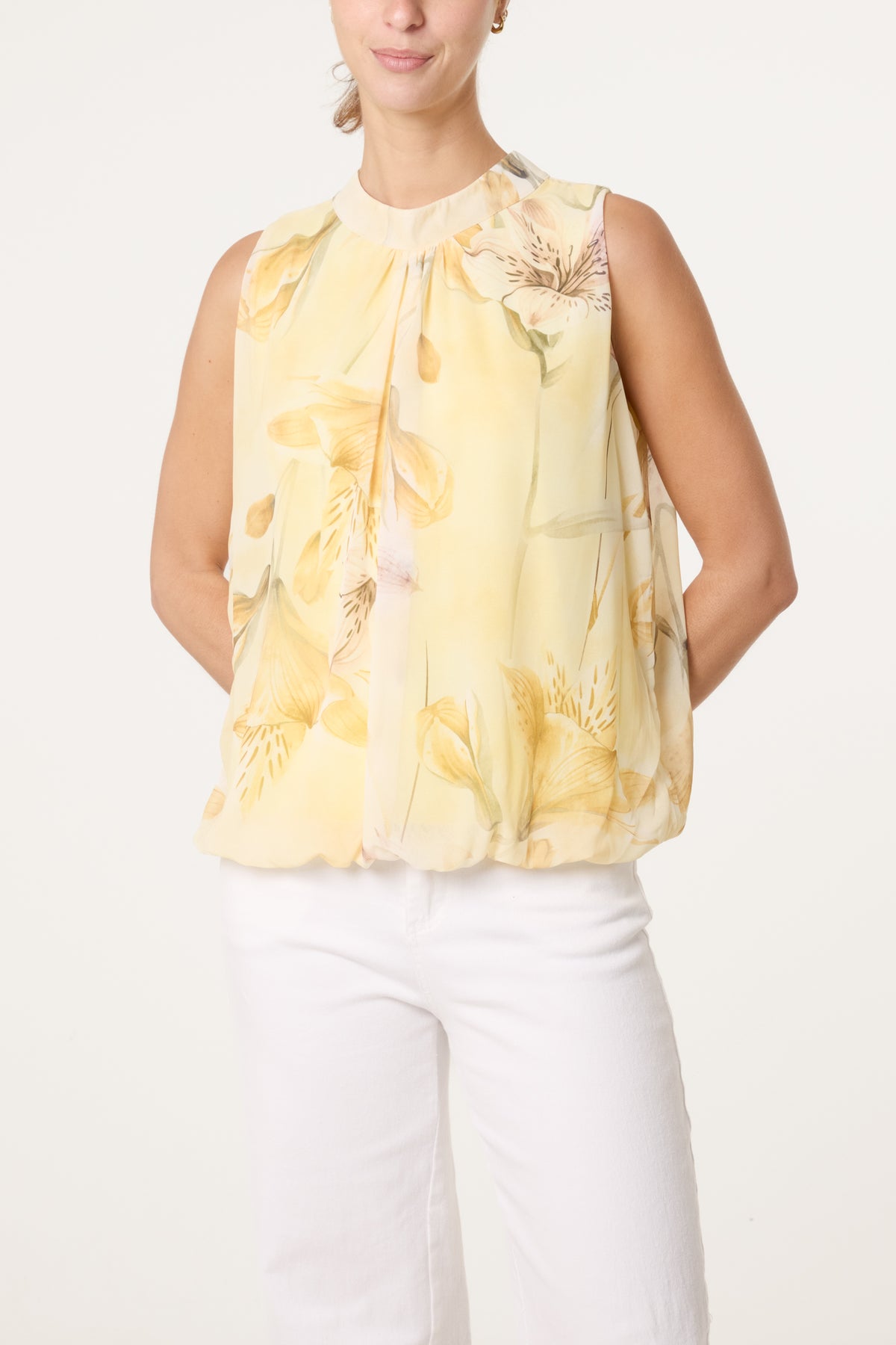 Halterneck Chiffon Floral Blouse