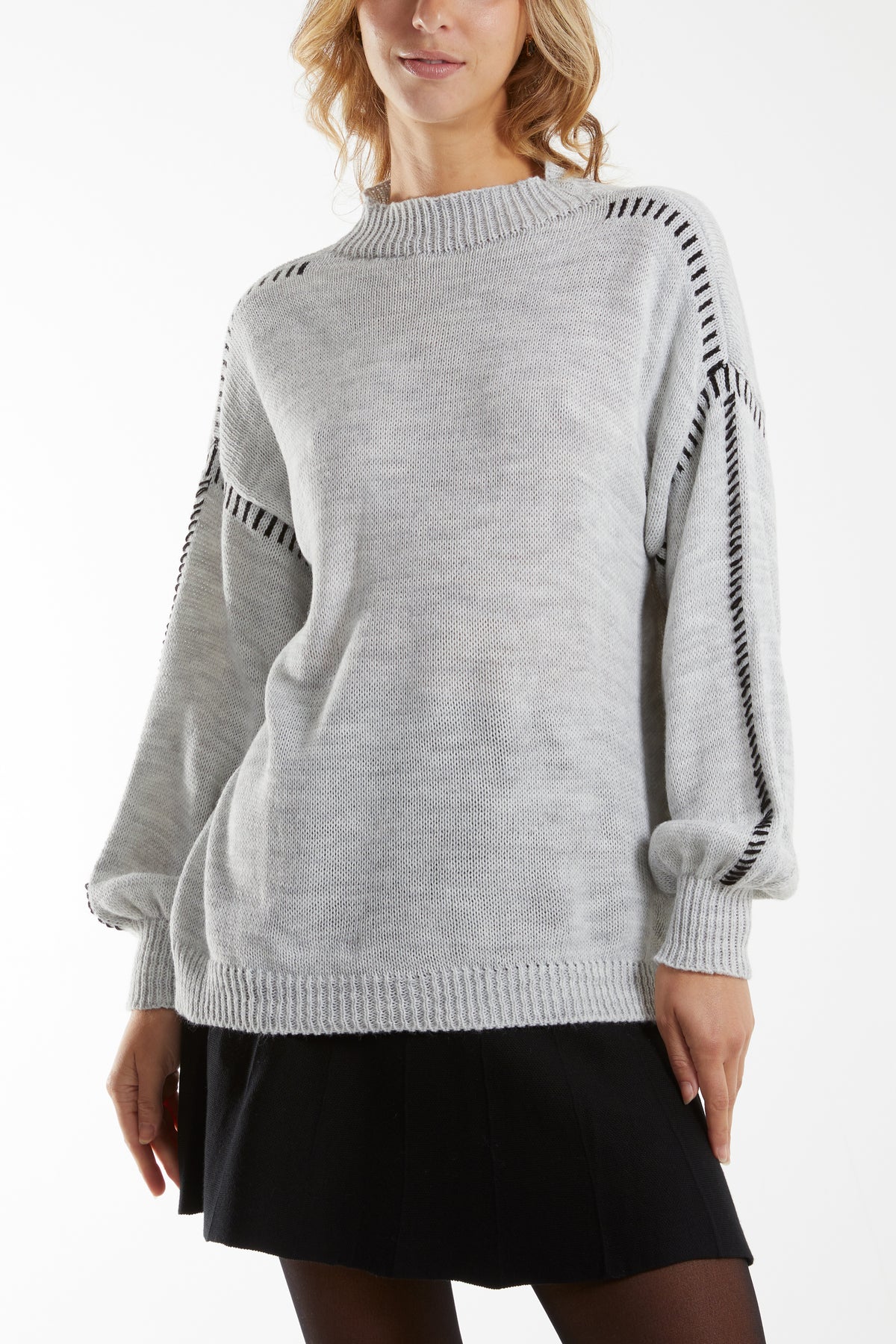 Stitch Detail High Neck Jumper