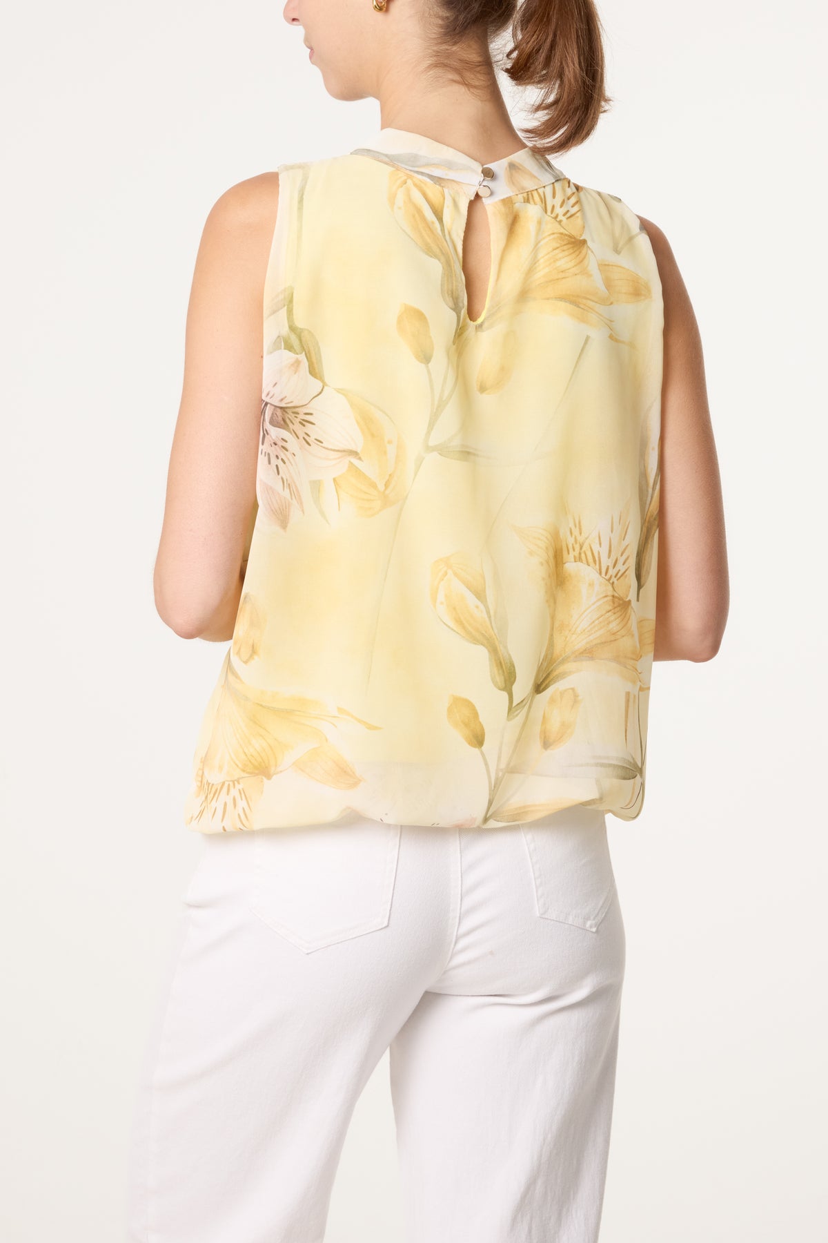 Halterneck Chiffon Floral Blouse