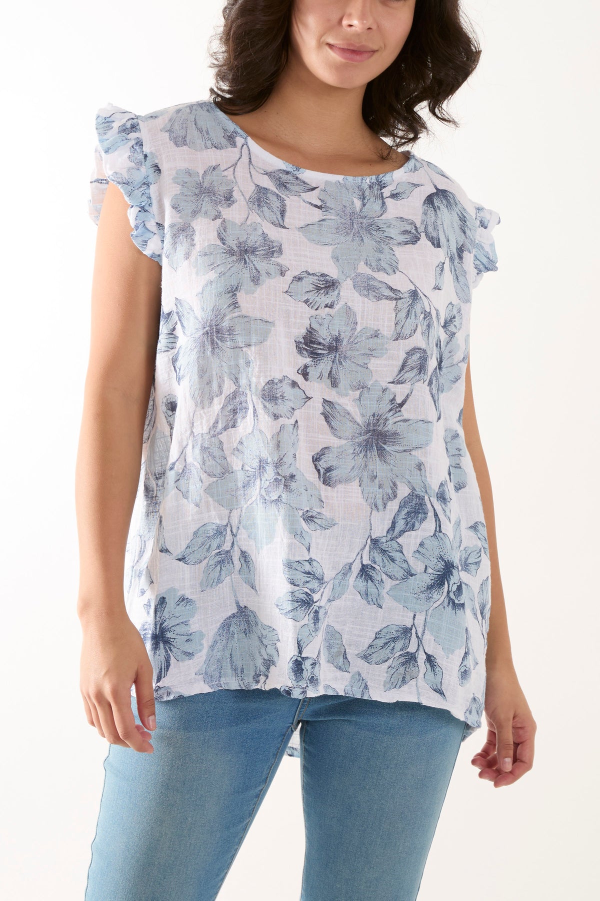 Hibiscus Flower Back Button Top