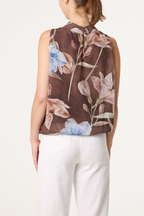 Halterneck Chiffon Floral Blouse