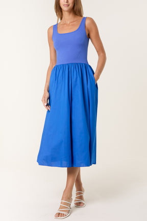 Square Neck Sleeveless Pocket Dress