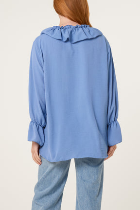 Ruffle Collar & Bell Sleeve Blouse