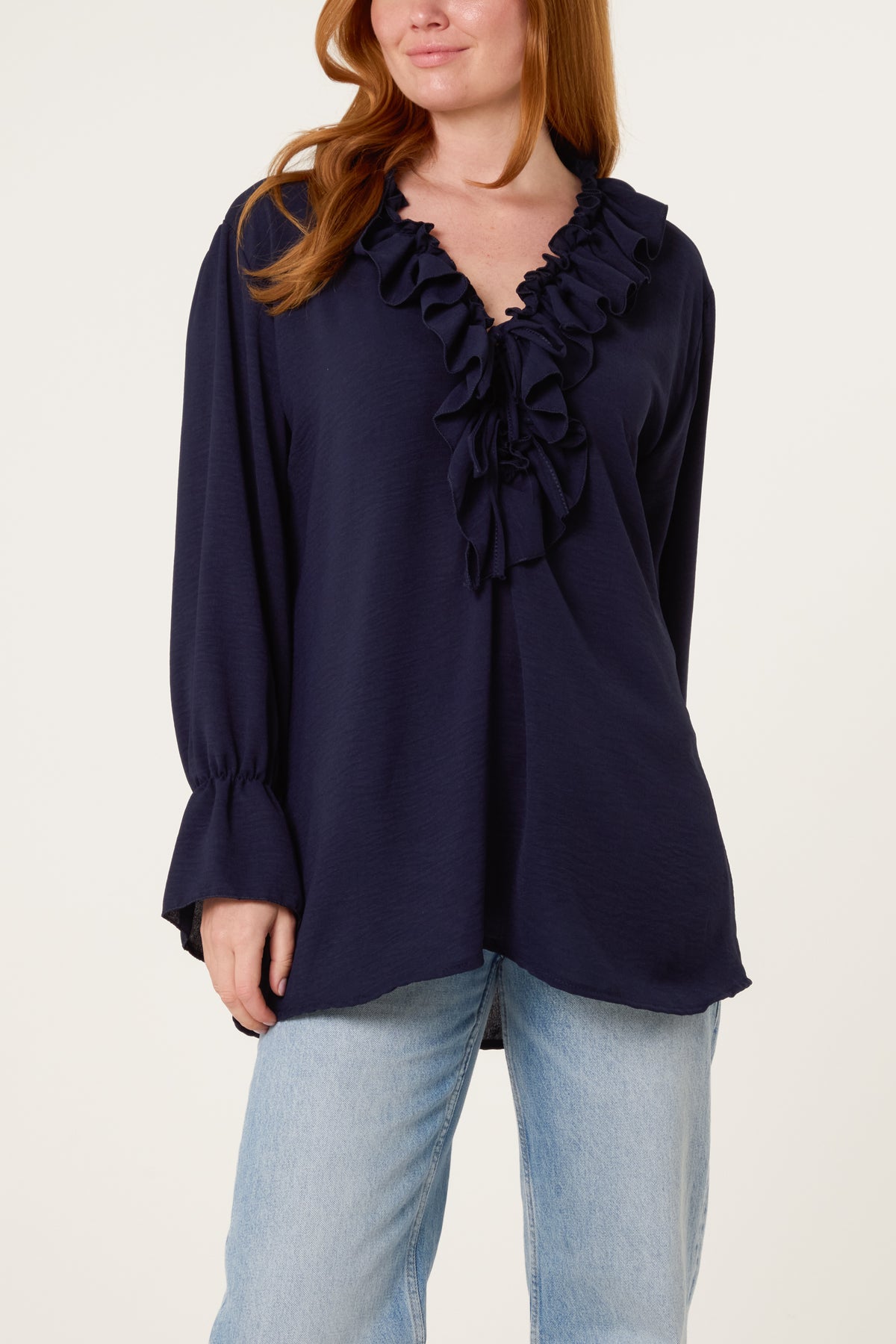 Ruffle Collar & Bell Sleeve Blouse