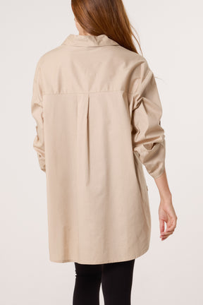 Collar High Low Poplin Shirt