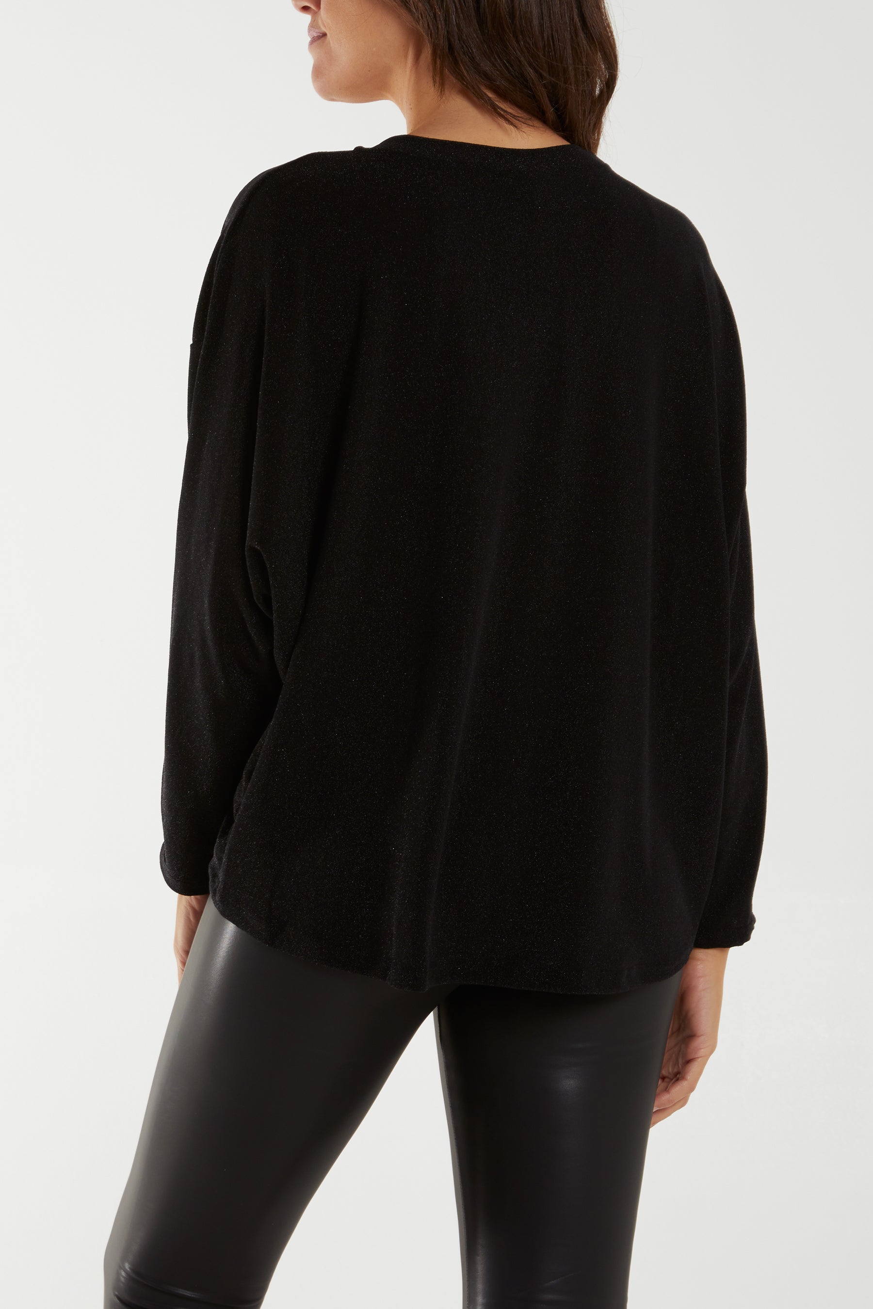 Round Neck Long Sleeve Shimmer Top