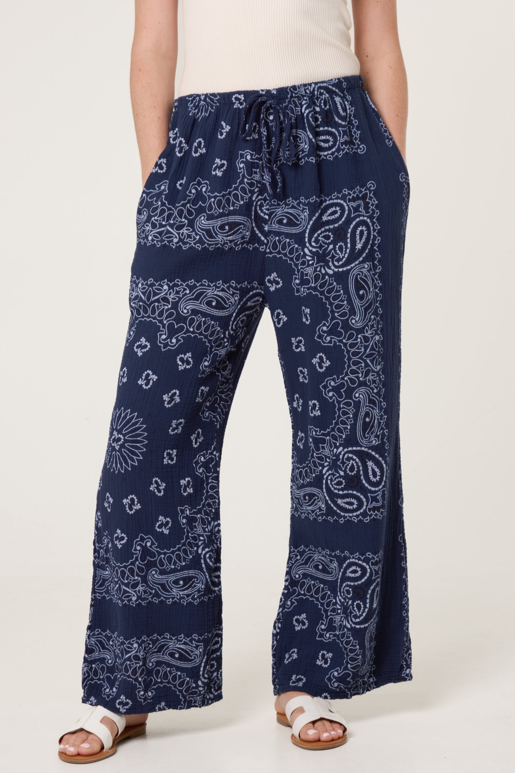 Bandana Trouser With Tie Front & Pockets