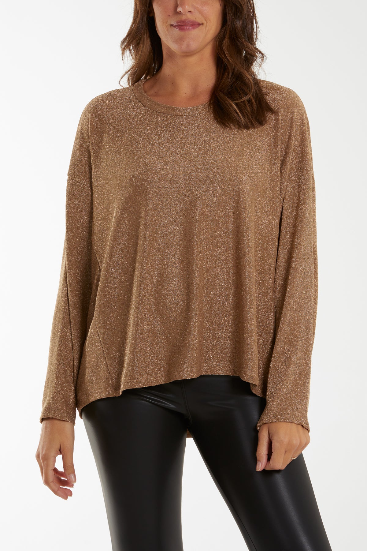 Round Neck Long Sleeve Shimmer Top