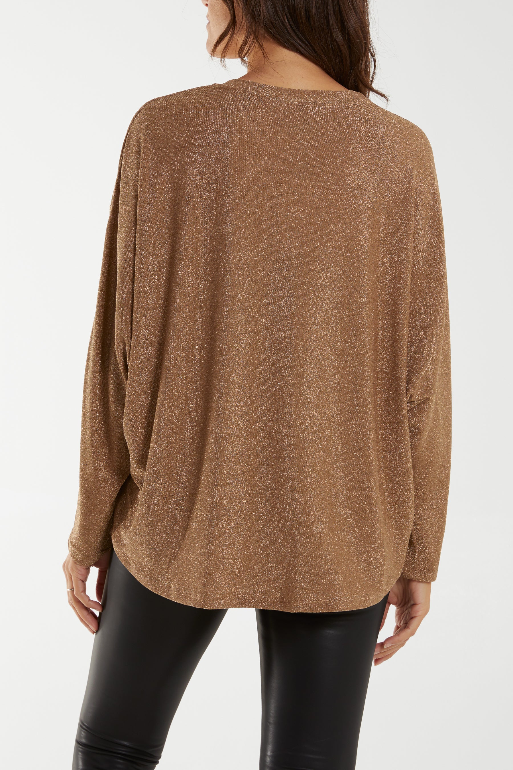 Round Neck Long Sleeve Shimmer Top