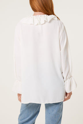 Ruffle Collar & Bell Sleeve Blouse