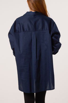 Collar High Low Poplin Shirt