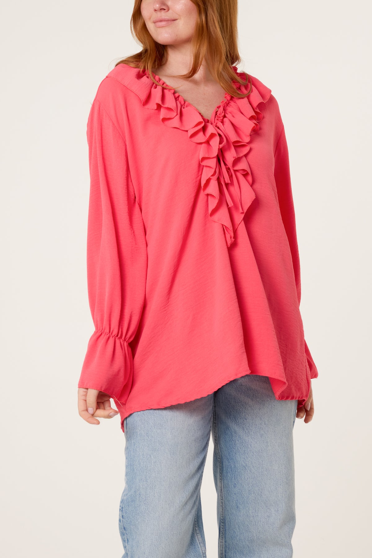 Ruffle Collar & Bell Sleeve Blouse