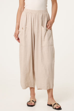 Wide Pocket Front Button Cotton  Trouser