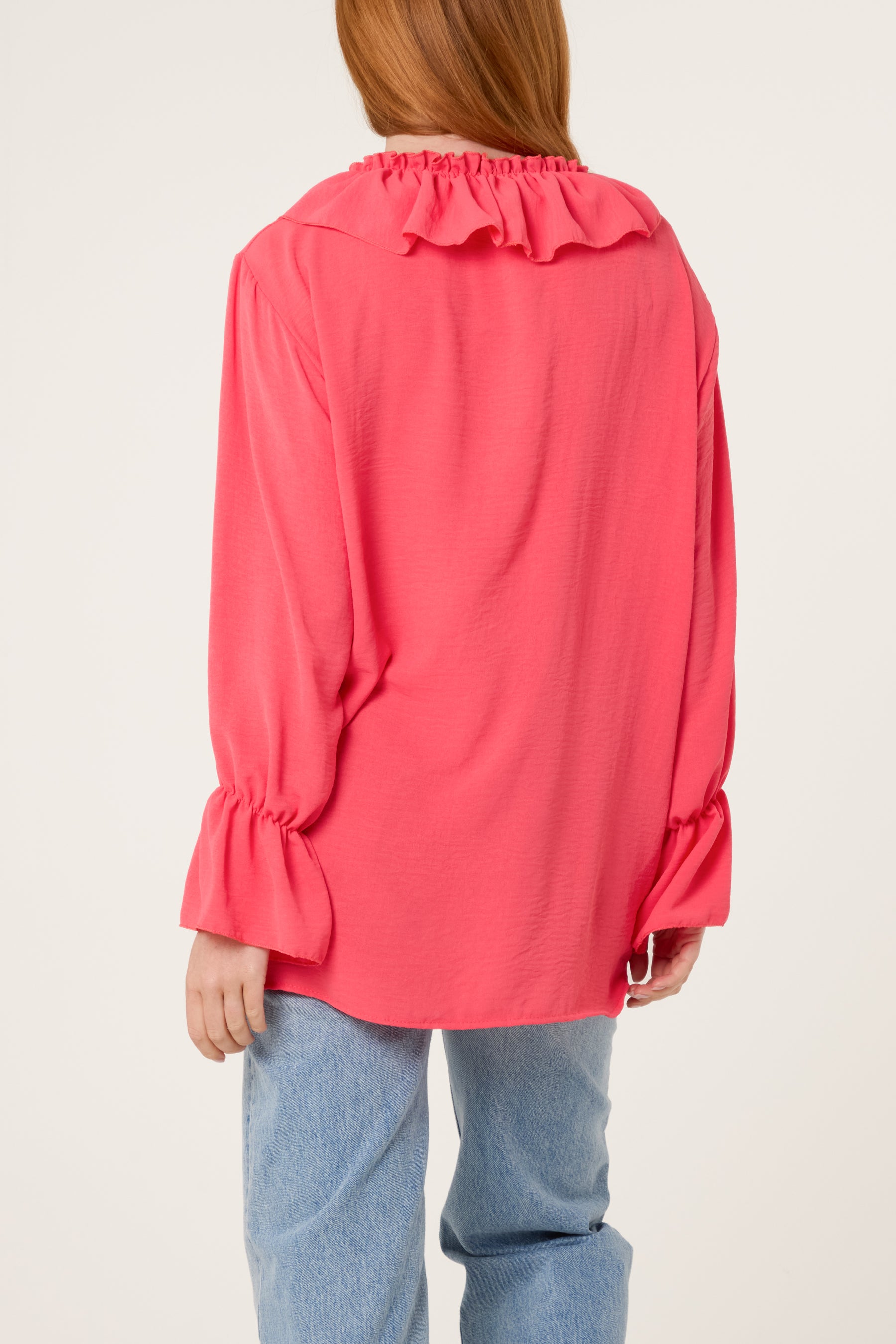 Ruffle Collar & Bell Sleeve Blouse