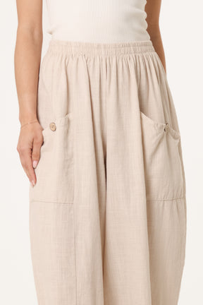 Wide Pocket Front Button Cotton  Trouser