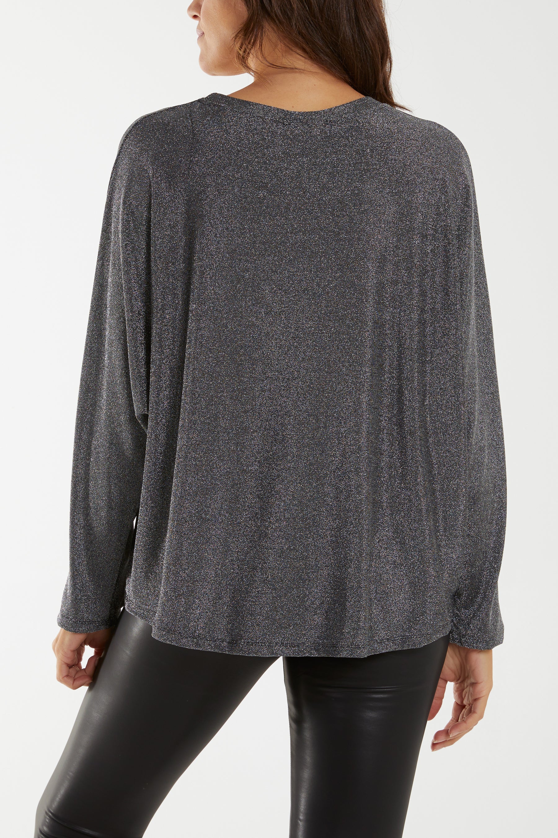 Round Neck Long Sleeve Shimmer Top