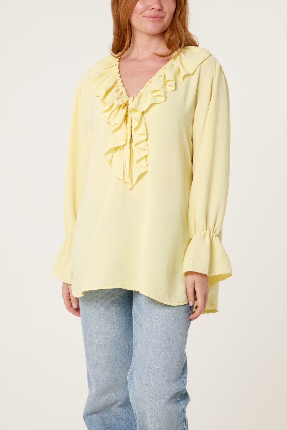 Ruffle Collar & Bell Sleeve Blouse